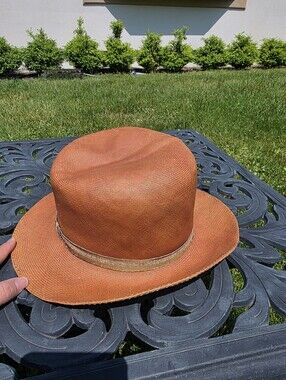 Lola Hats Straw Fedora Hat in Burnt Orange, *Mis-shapen*